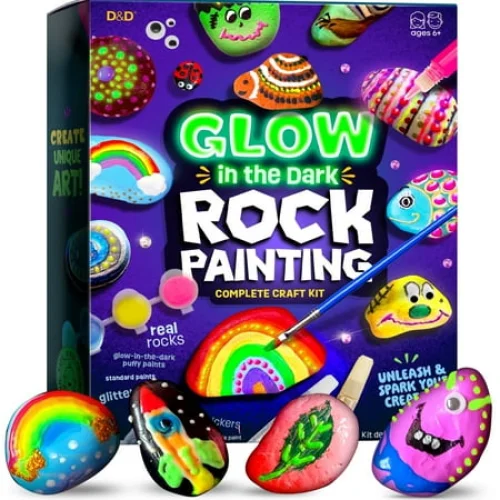 Glow-in-the-Dark Rock Painting Kit - Fun Easter Craft Kit for Kids - Gifts for Girls & Boys Ages 6-12 Years