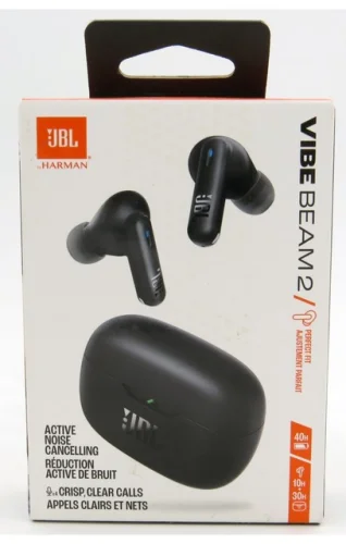 JBL Vibe Beam 2 True Wireless Bluetooth Noise Cancelling Earbuds Black Excellent