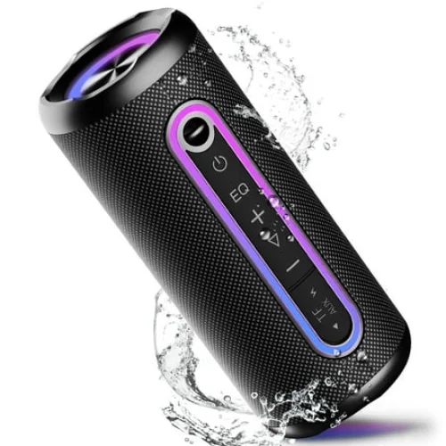 Portable Bluetooth Speaker IPX7 Waterproof Wireless Speaker with 30W Powerful Speaker 24Hrs Playtime Colorful Flashing Lights TWS Wireless Pairing for Outdoor/Party/Beach/Travel/Gifts