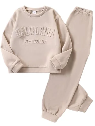 2 Piece Girls Clothes Outfits Sweatsuit Sets Oversized Sweatshirt and Baggy Sweatpant Fall Winter Clothing