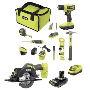 ONE+ 18V Cordless 2-Tool Combo Kit with Drill/Driver, Circular Saw, 1.5 Ah & 2 Ah Batteries, (2) Chargers, & Accessories