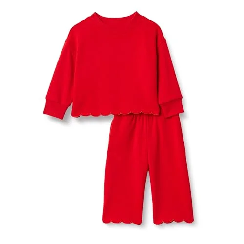 Amazon Essentials x Sofia Grainge Toddler Girls' French Terry Pant and Top Set, Red, 4T