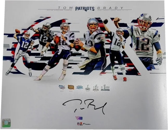 Tom Brady Autographed 16x20 Photo New England Patriots 6x Superbowl Fanatics