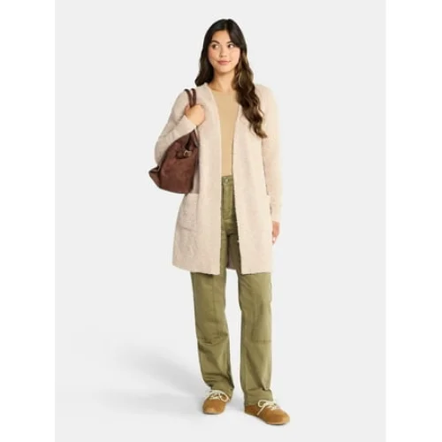 Time and Tru Women’s and Women’s Plus Super Soft Longline Cardigan Sweater, Lightweight, Size XS-4X