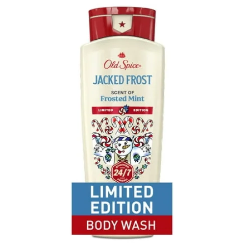 Old Spice Body Wash for Men, Holiday Limited Edition, 24/7 Shower Fresh, Jacked Frost, Frosted Mint Scent, Stocking Stuffer Gift, 16 fl oz