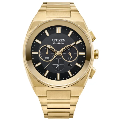 Citizens Mens Eco-Drive Chronograph Gold Stainless Steel Watch 43 MM CA4582-54E