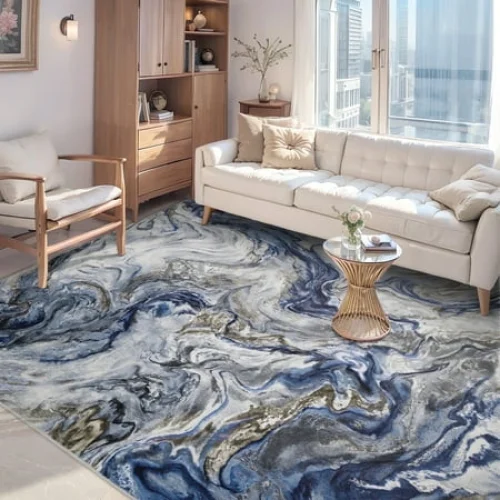5'x7' SIXHOME Area Rug - Marble Swirl Abstract Washable Rug, Ultra Soft, Anti-Slip Carpet