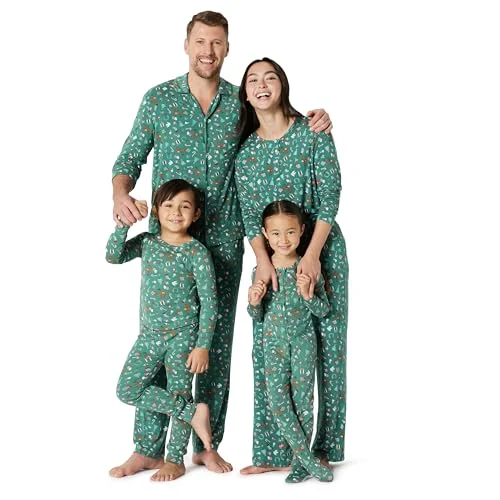 Amazon Essentials x Sofia Grainge Men's Matching Holiday Family Pajama Sets, Dark Sage Green Holiday, XX-Large