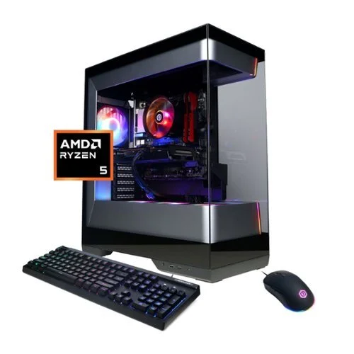 CyberPowerPC - Gaming Desktop - AMD Ryzen 5 5500 - AMD Radeon RX 6500 XT 4GB - 16GB Memory - 1TB PCIe 4.0 SSD - Black