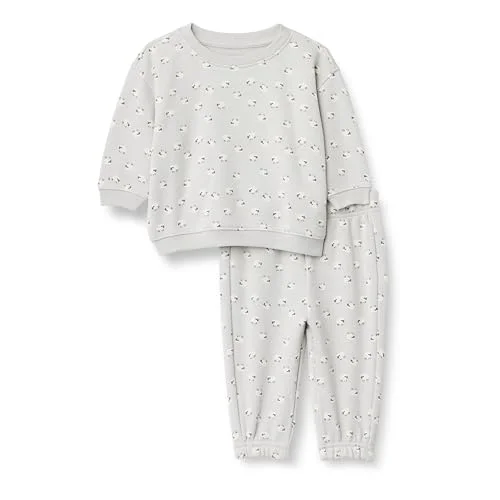 Amazon Essentials x Sofia Grainge Toddler Boys' Sweatshirt & Sweatpant Set, Dove Grey Sheep, 2T