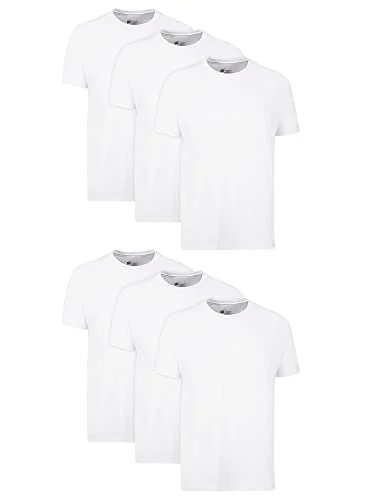 Hanes Mens Cotton, Moisture-wicking Crew Tee Undershirts, Multi-packs, White - 6 Pack, Medium US