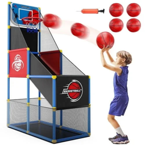 JoyStone Kids Arcade Basketball Game with 4 Balls - Indoor/Outdoor Basketball Hoop for Boys and Girls