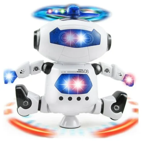Dammyty Robot Toy for Kids, Intelligent Electronic Walking Dancing Singing Robot Toys with 360° Body Spinning and Flashing Lights, Birthday Gift for Toddlers