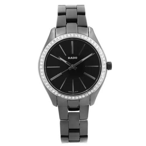Rado Hyperchrome Ceramic Diamond Bezel Black Dial Quartz Ladies Watch R32312152