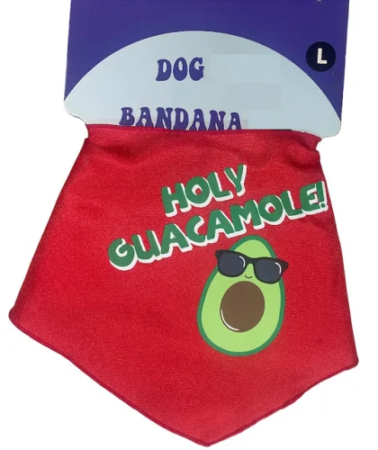 Striking RED Bandana for your Style Conscious Pet Dog - HOLY GUACAMOLE! 10z