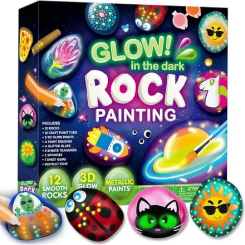 Joyfy Glow in the Dark Rock Painting Arts and Crafts Kit for Kids Ages 4 to 12