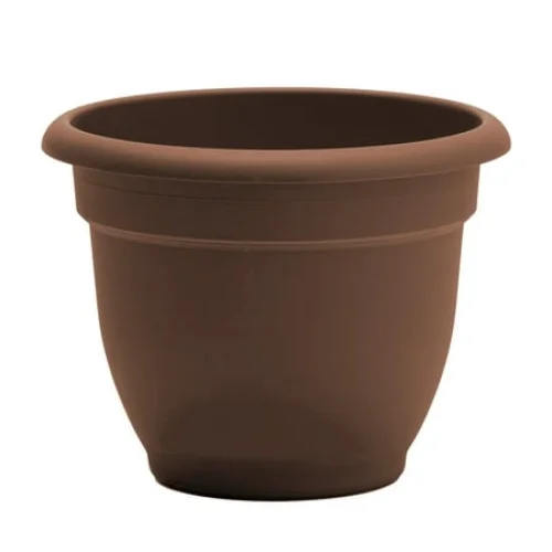 Bloem Ariana 10" Chocolate Round Self-Watering Resin Planter Pot - Indoor/Outdoor Gardening