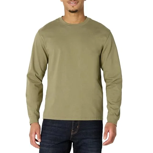 Amazon Essentials Men's Heavyweight Relaxed Fit Long Sleeve T-Shirt, Light Olive, X-Large