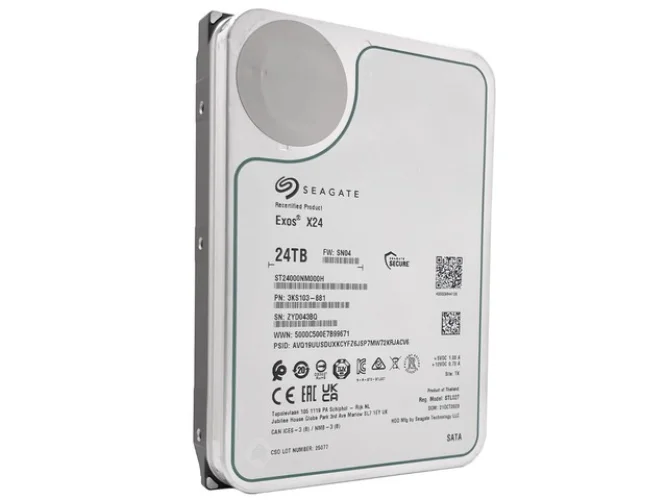 Seagate Exos X24 ST24000NM000H 24TB CMR 7200RPM SATA 6.0Gb/s 3.5" Enterprise HDD