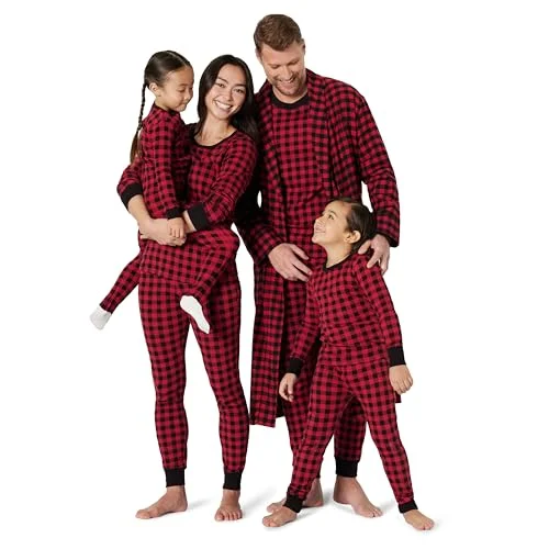 8 Amazon Essentials Unisex Kids' Matching Holiday Family Pajama Sets, Classic Buffalo Check