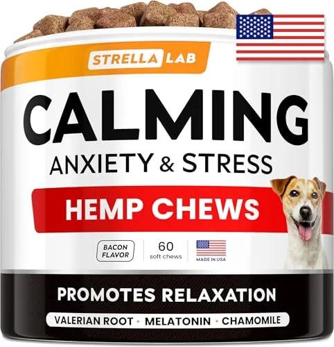 60ct Advanced Calming Chews for Dogs - Hemp Chews and Melatonin - Anxiety Relief - Made in USA