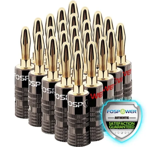 24x Dual Screw Audio 24K Gold Plated Speaker Wire 4mm Banana Plug Jack Connector