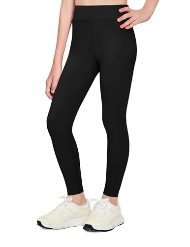 Zaclotre Girls Athletic Leggings Kids High Waisted Activewear Dance Workout Running Yoga Pants Black