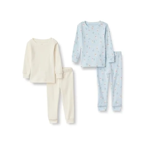 2-Pack Unisex Kids' Snug-Fit Cotton Pajamas Ivory/Geese, 6-7 by Amazon Essentials x Sofia Grainge