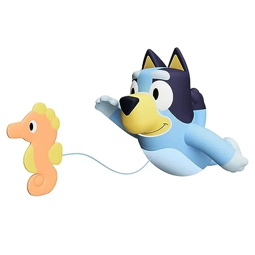 TOMY Toomies Swimming Bluey Bath Toy with Seahorse - Bluey Toys for Toddlers - Toddler Water Toys for Tub or Pool That Swims on Back or Front - Ages 18 Months and Up