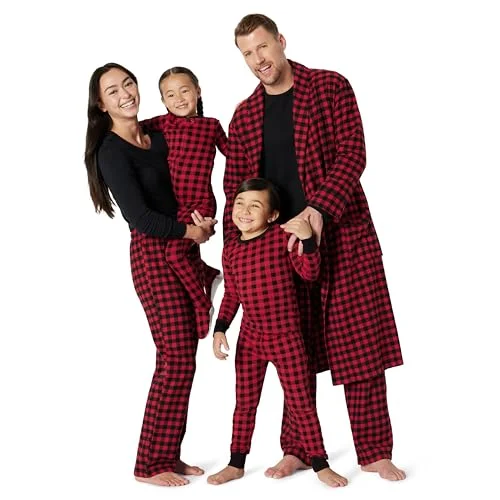 Amazon Essentials Women's Matching Holiday Family Pajama Sets, Classic Buffalo Check, X-Large
