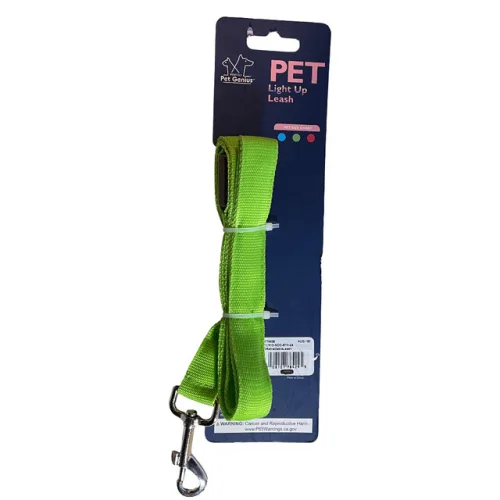 Pet Genius EXTRA LONG 47" Light Up LIME GREEN Leash - EASY 2 SEE at NITE 10z