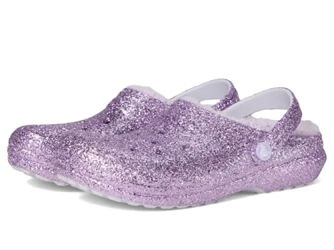 Crocs Unisex-Child Classic Lined Glitter Clog Purple Moon 13 Medium