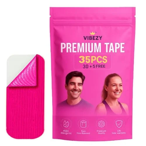 35 pcs Vibezy Premium Tape – Painless Removal, Skin-Friendly, Residue-Free, Discreet Hold, Versatile Adhesive (Pink)