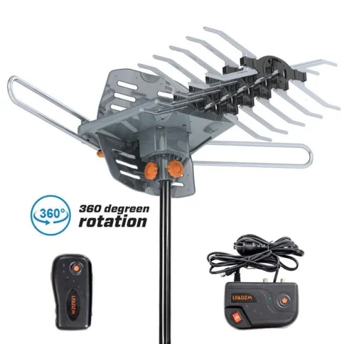 480Miles Outdoor TV Antenna Motorized Amplified HD TV 1080P 4K V/U 360° Rotation