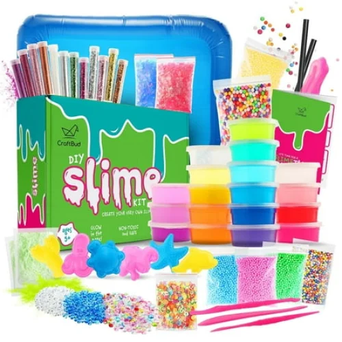 CraftBud DIY Slime Kit for Girls Boys , Arts & Crafts For Kids Girls Toys 8 - 11, Slime Making Kit Glows in The Dark Craft Supplies