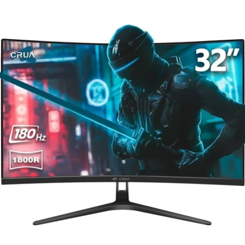 CRUA 32" Curved Gaming Monitor - 180Hz FHD 1080P, 1ms GTG, FreeSync, 100 sRGB, DP/HDMI Black