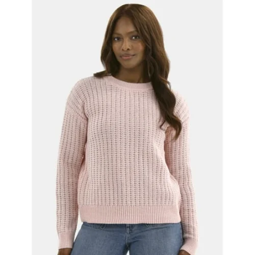 Time and Tru Women's and Women&rsquo;s Plus Textured Stitch Sweater, Midweight, Sizes XS-4X