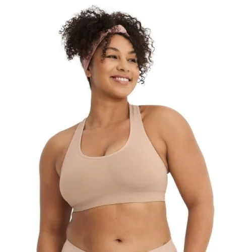 Jockey Women's Seamfree Mid Impact Sports Bra M Light Beige
