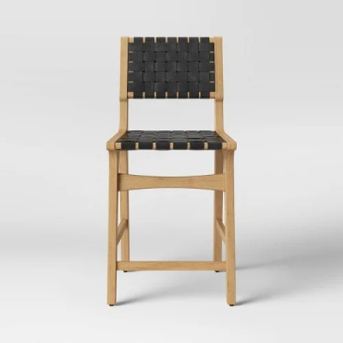 Ceylon Woven Counter Height Barstool Black/Natural - Threshold&trade;: Rubberwood Frame, 24" Seat Height