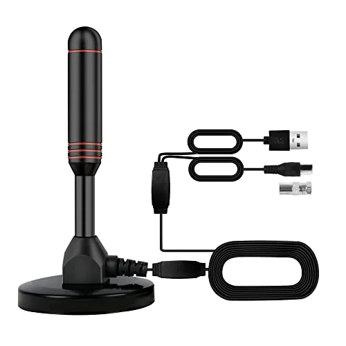 TV Antenna Indoor Antenna for Smart TV with 2 Amplifier Signal Booster for Long Range Reception and All Smart TVs HD Digital Antenna for Local Channels Supports 4K 1080p(Red)