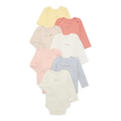 7-Piece Bliss by Garanimals Baby Boys or Girls Cotton Days of the Week Bodysuits Set, Sizes 0M-18M