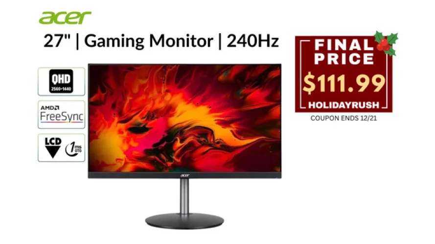 Refurbished Acer 27" Gaming Monitor LED 240Hz 2560x1440 VA 1ms 400Nit XF273UW2