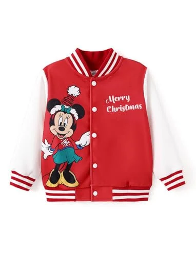 Disney Minnie Mouse Toddler Girls Christmas Varsity Bomber Jacket 4-5T