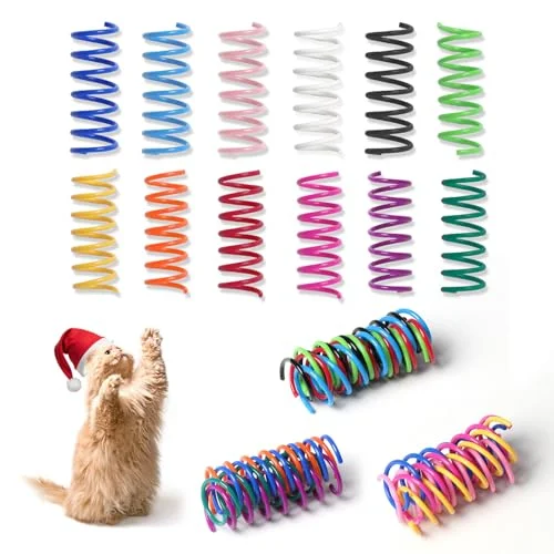 12PCS 12Colors Cat Spring Toys for Indoor Cats, Interactive Coil Springs for Self Play