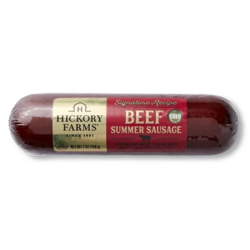Hickory Farms Signature Beef Summer Sausage 7 oz - Gourmet Pantry Staple for Parties and Snacks