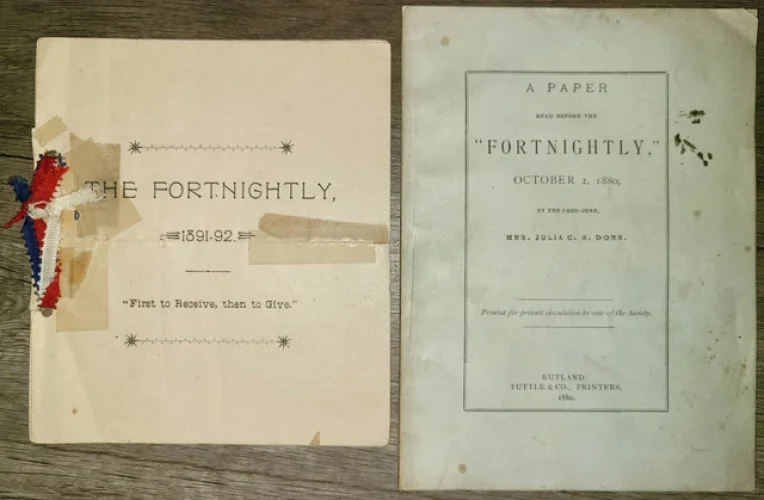 SIGNED! Antique paper booklets, The Fortnightly, Rutland - Julia C.R. Dorr, 1880