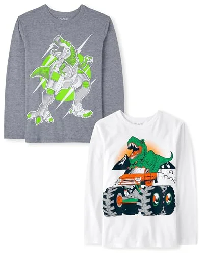 The Children's Place,Boys,Dino Long Sleeve Graphic T-Shirts,Multipacks,Robo Truck 2-Pack,XX-Large