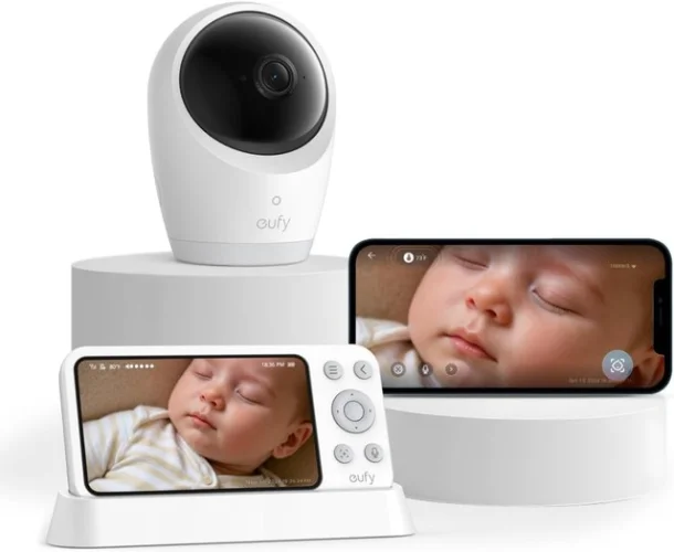 eufy Security Baby Monitor E21 with 4K UHD Camera, 5'' 720p Display 8X Zoom 24/7