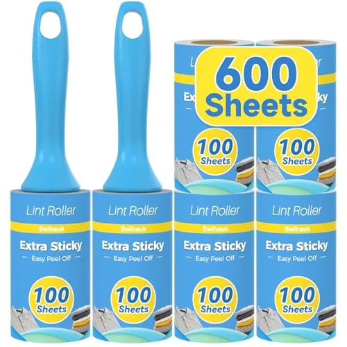 600 Sheets Extra Sticky Lint Rollers for Pet Hair, Clothes, Furniture, Carpet, and Car Seat