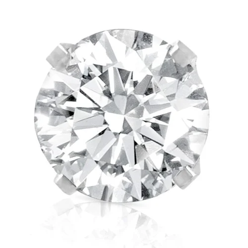 1/3ct Round Real Diamond Screw Back 14k White Gold Single Stud Earring
